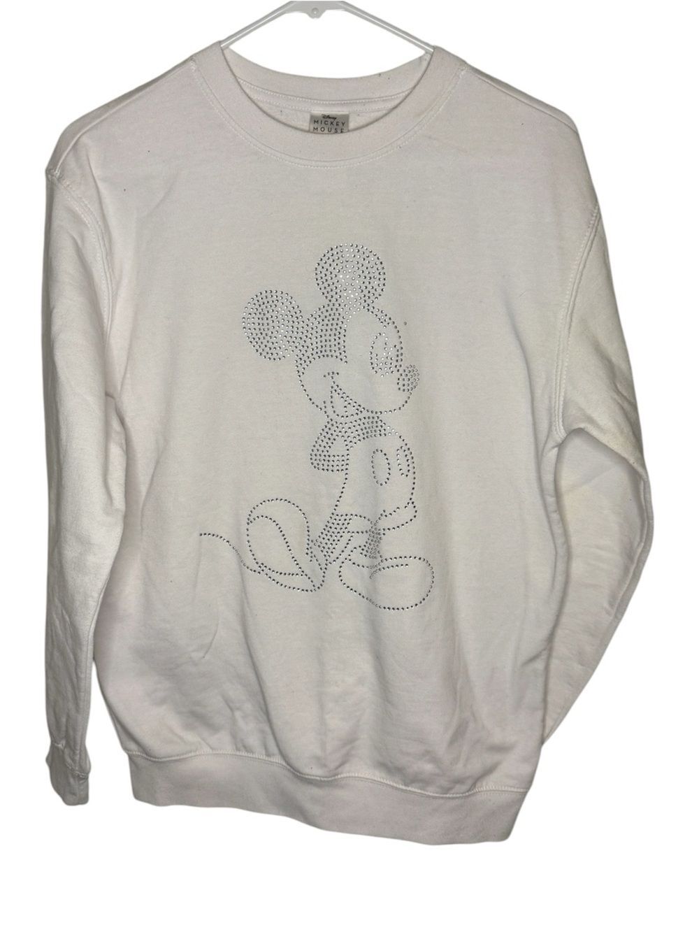 Disney Mickey Mouse Rhinestone Studded White Sweatshirt Size Small